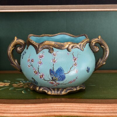 Europæisk keramik vase tørrede blomster blomsterarrangement wobble tallerken stue indgang ornamenter bryllup dekorationer: F