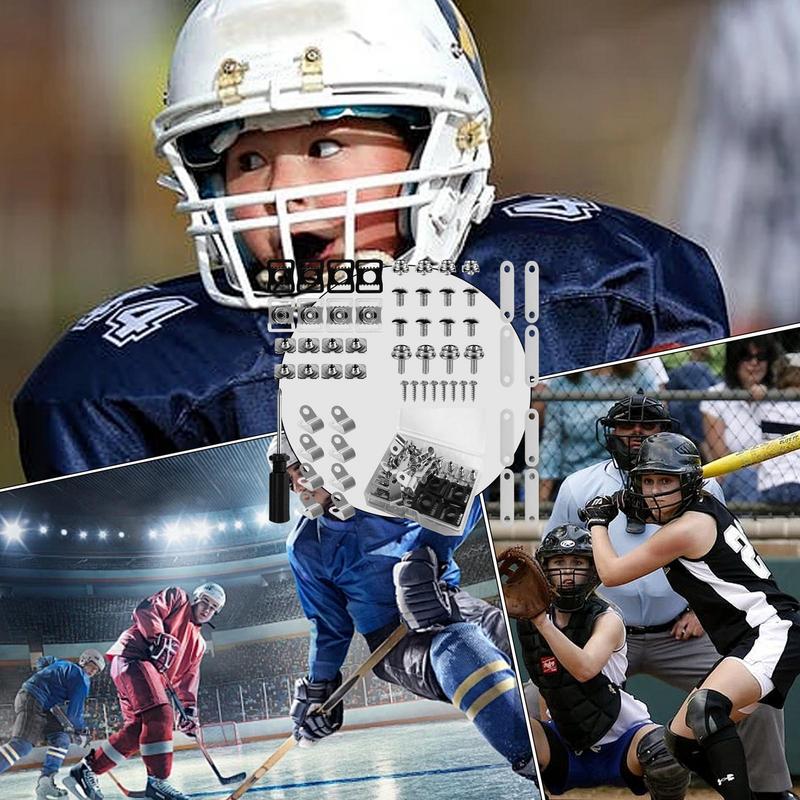 Tillbehör för reparation av ishockeyhjälmar 57 st. reparationssats för fotboll, baseboll, hockey, softboll, hjälmar, reservdelar, skruvdelar, verktyg