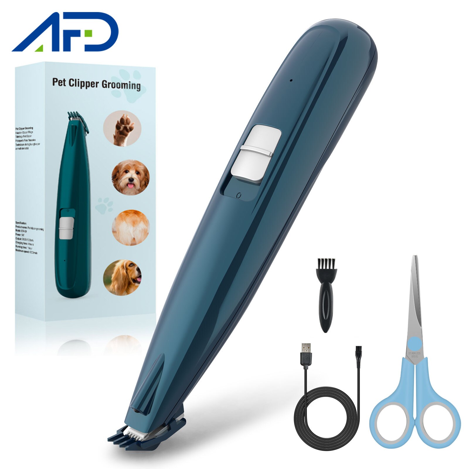 Hund katt hårtrimmer husdjursvård kit usb uppladdningsbara husdjur klippmaskiner maskin sax nagelslipning hårtrimmer fot hår tassar