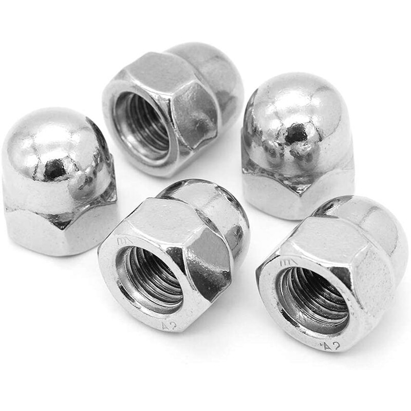 180 Pcs Stainless Steel Dome Cap Nuts Hexagon Hex Head Cap Nut Bolt Set for Screws and Bolts M3 M4 M5 M6 M8 M10 M12
