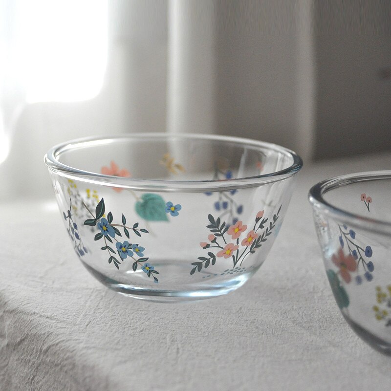 Assiette de cuisson en verre résistant à la chaleur, assiette à dîner ménagère, transparente, salade florale, bol à légumes, four, plat à Dessert, vaisselle