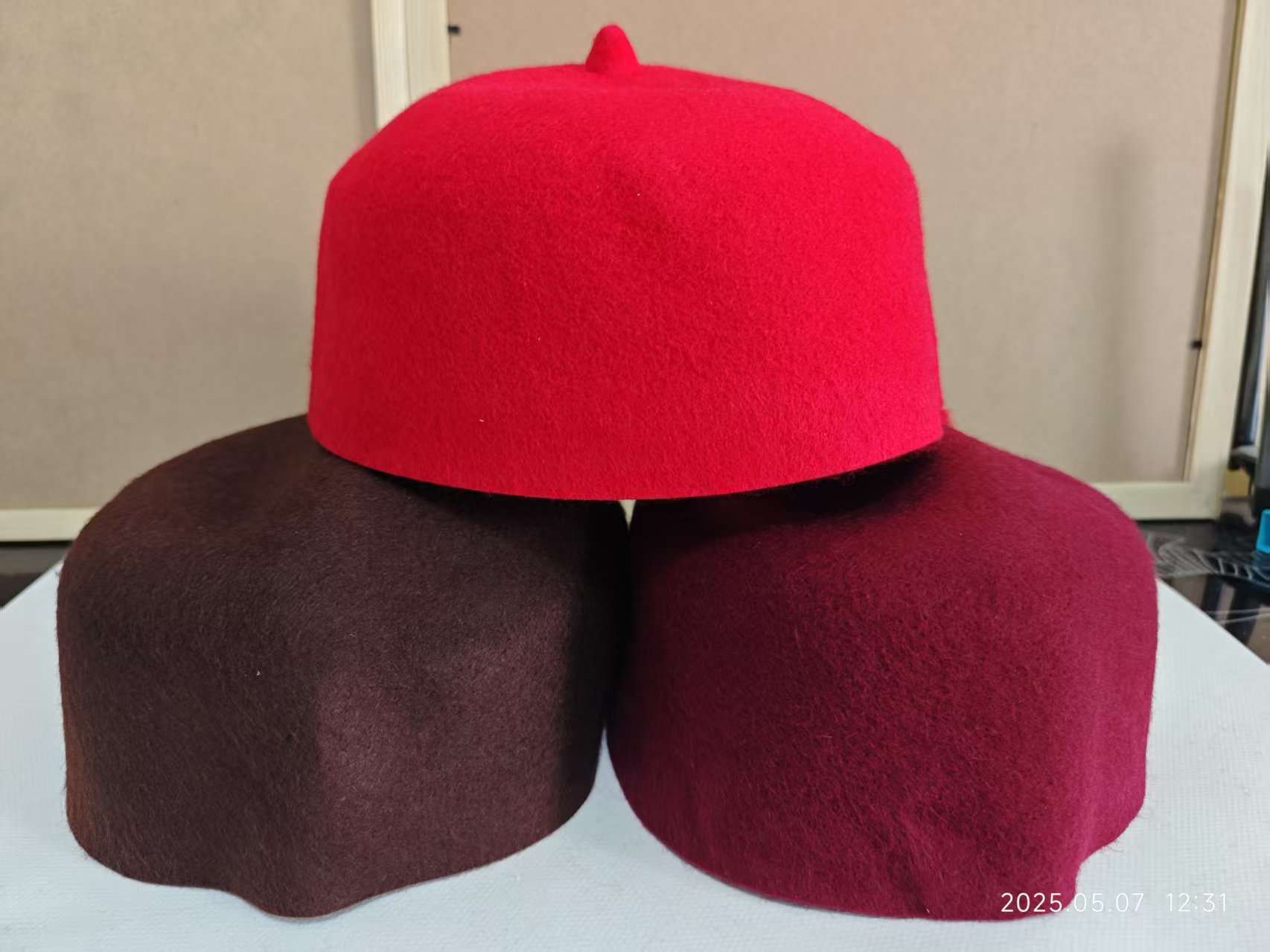 Eid ramadan chapéus de oração para homens muçulmanos lã feltro moda marrom vermelho kufi hijab artesanal boina bonés primavera inverno elegante chapéu