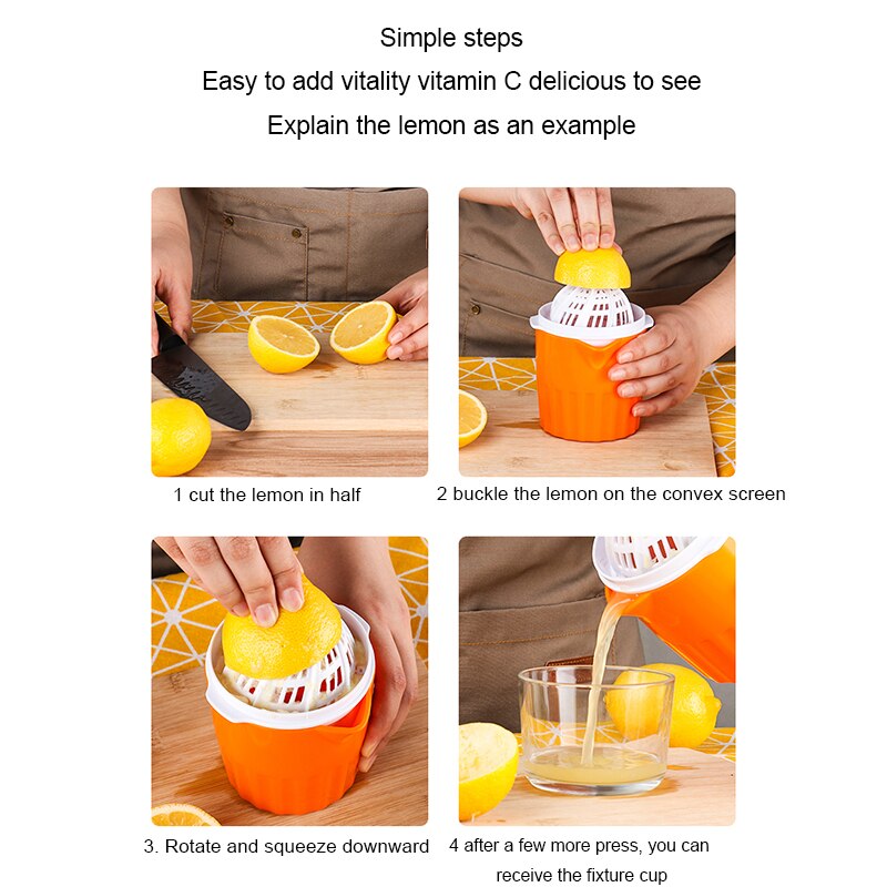 Bärbar manuell citruspressor för citronapelsin fruktpress hälsosam livsmedel dryckespressmaskin 300ml apelsinjuice kopp