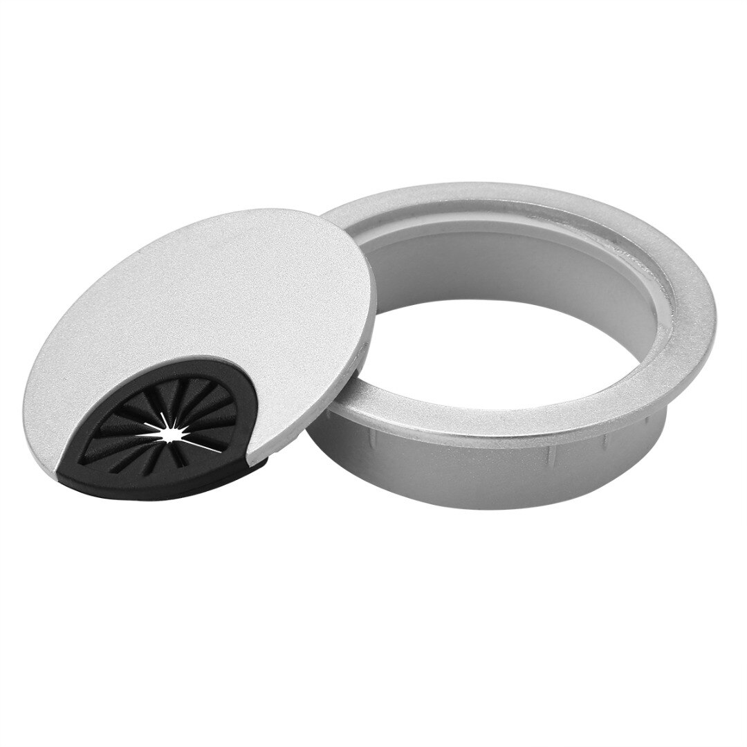1pc 80mm Round Computer PC Table Cable Wire Outlet Silver Desk Grommet Cable Hole Cover Line Holder Surface Wire Hole Cover