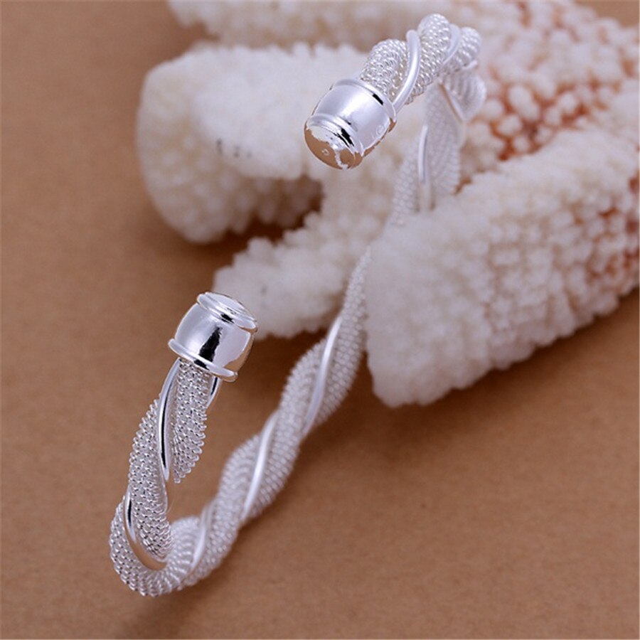 Jule sølvfarge smykker vakre kvinnelige wire mesh armbånd armbånd smykker for kvinner menn  b020