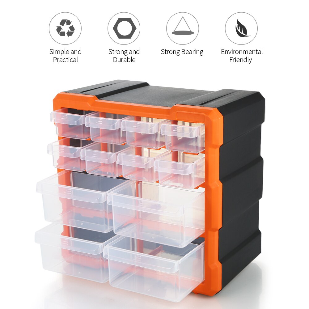 12 Multi-grids Drawer Parts Box Multiple Compartments Slot Hardware Box Organizer Tools Components Box Accessory Storage ToolBox