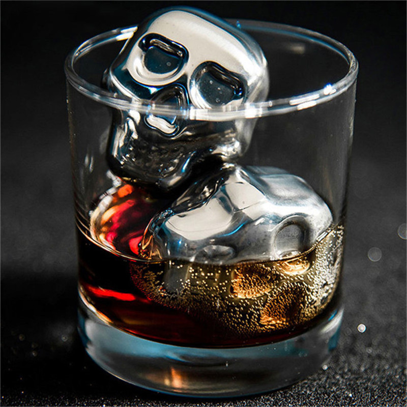 Mini Rvs Schedel Ice Cube Cooling Bier Whisky Wijn Cocktail Rock Koeler Stenen Nippen Chillers Bar Tool