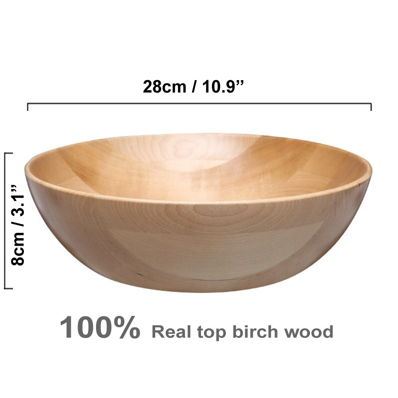 100%  solide store træsalatservere tallerken skål suppe sauce frugteret førsteklasses birketræ dyb bageplade juletallerken: 28 x 8cm