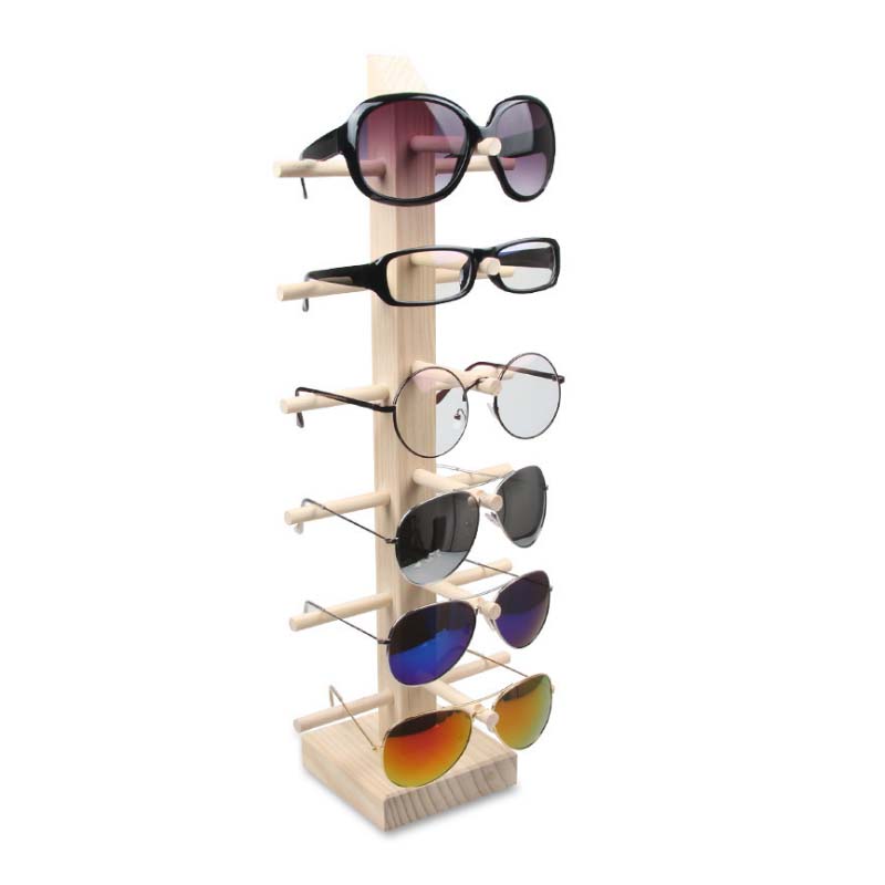 Hunyoo solbriller briller træ display stativer hylde glas display vise stativ holder stativ muligheder naturligt materiale: 6