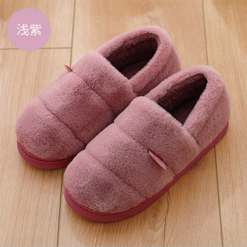 Winter Slippers Mannen Bont Schoenen Gezellige Huis Slippers Voor Man Warm Korte Pluche Indoor Schoenen Vrouwen Lover Slipper Calzado Hombre: Paars / 40