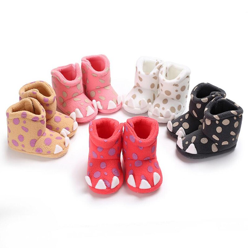 Nette Dot Tier Pfoten Krallen Baby Stiefel Weiche Korallen Fleece Warme Baby Mädchen Schuhe Infant Schuhe Anti-slip Kleinkind mädchen Schnee Booties