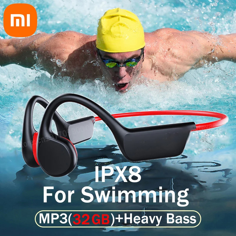 Xiaomi Bone Conduction Headset Bluetooth 5.4 Not In Ear Swimming Running IPX8 Waterproof Long Life Hang Ear Sports Headphones