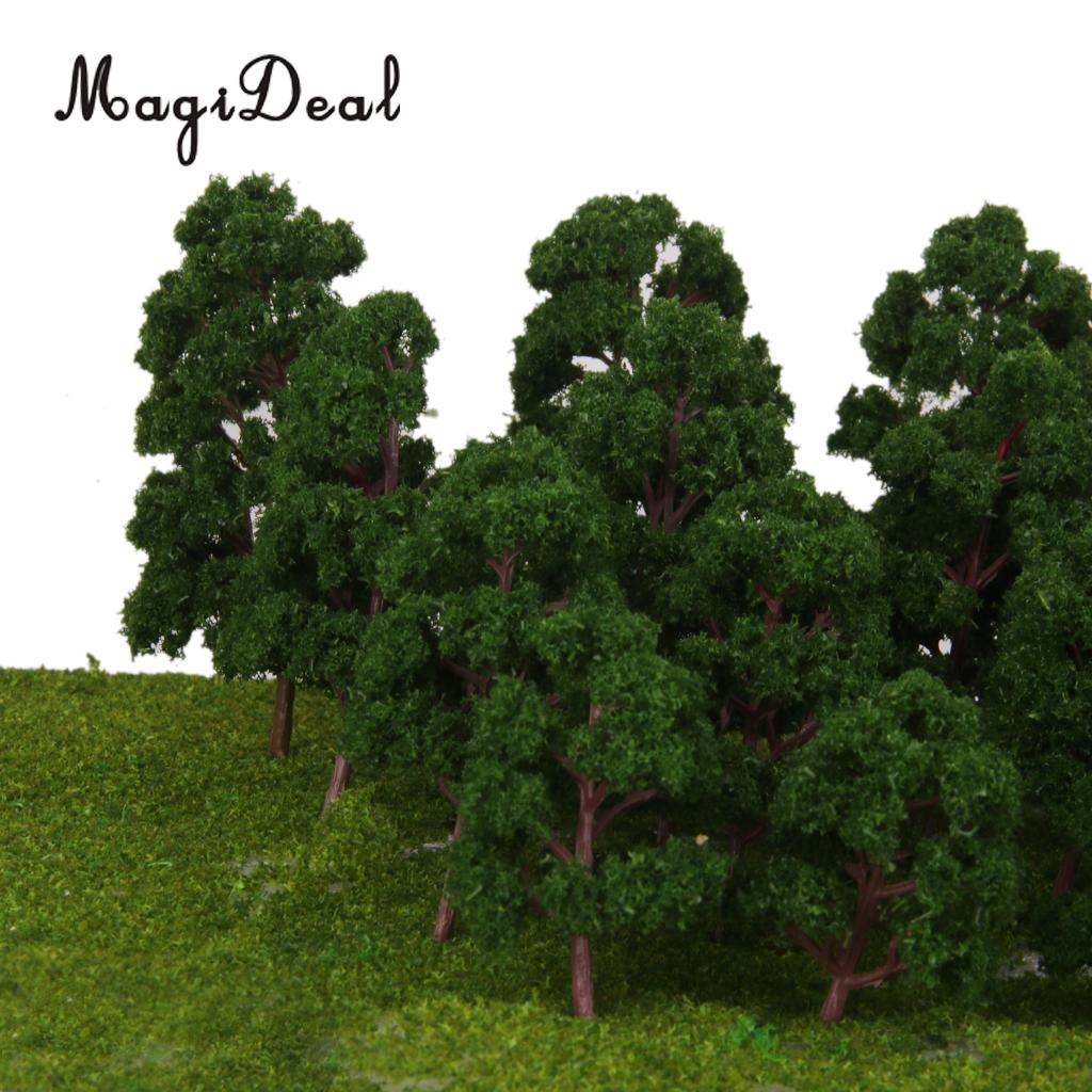 20 stk mix størrelse model træer dybgrøn til n ho skala jernbane landsby arkitektur layout diorama sceneri