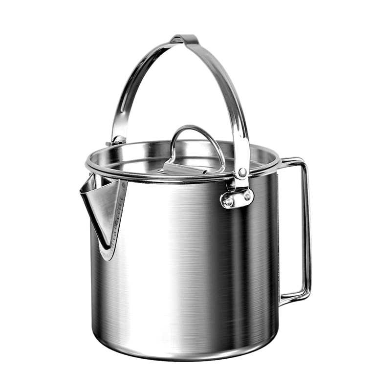 Utomhus camping vattenkokare rostfritt stål kokvatten 1.2l lätt kompakt camping kruka för vandring backpacking picknick: Default Title