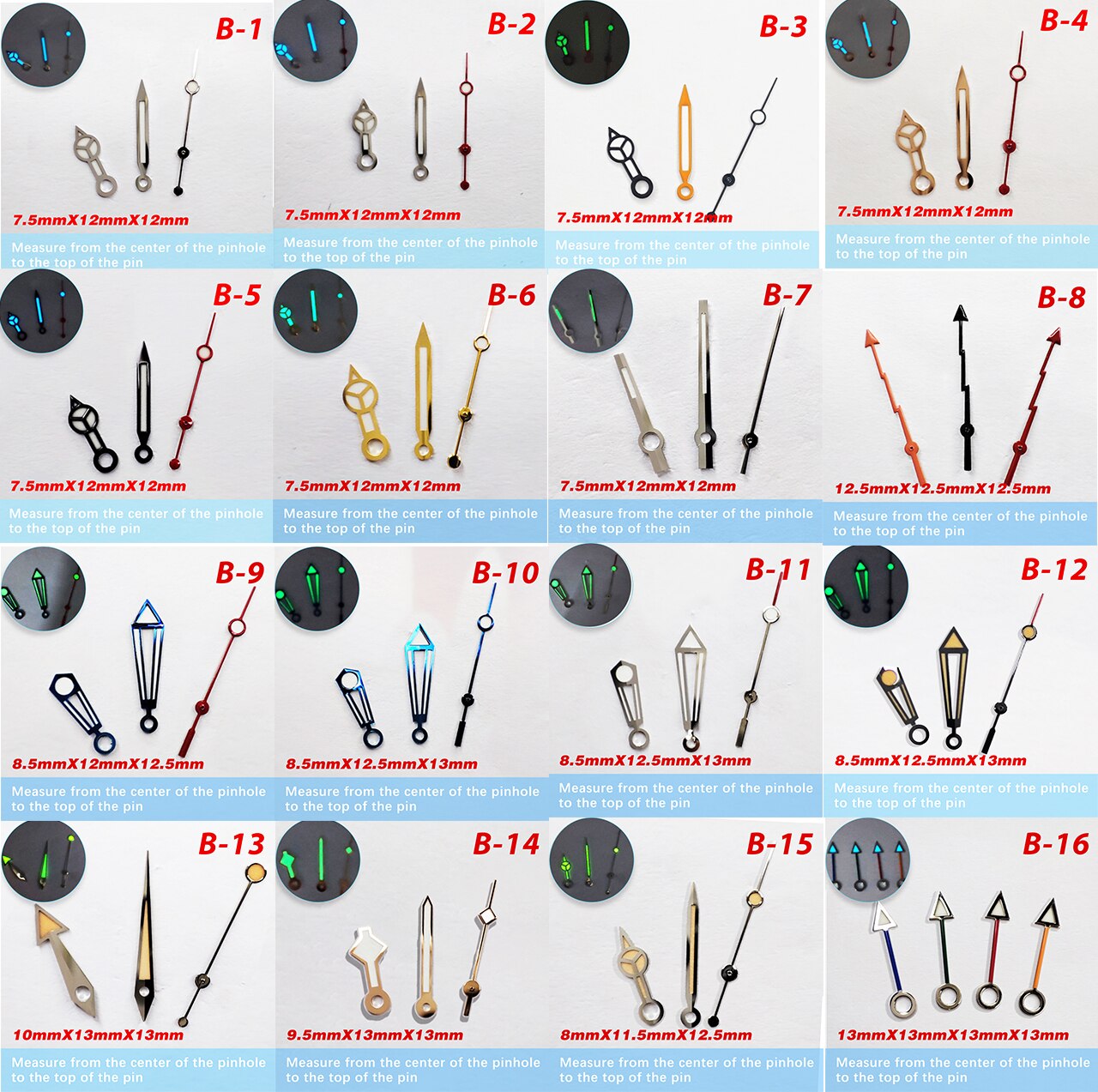 watch accessories, super bright green and blue watch hands, suitable forsuitable 8215，3804，8200，2813 movement pointer
