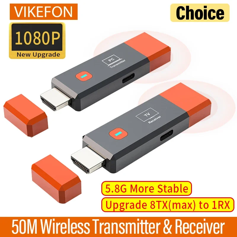 Trådlös hdmi-videosändare och -mottagare förlängningssats tv-stickdongeladapter för pc-kamera, bärbar dator till projektor, skärm-tv