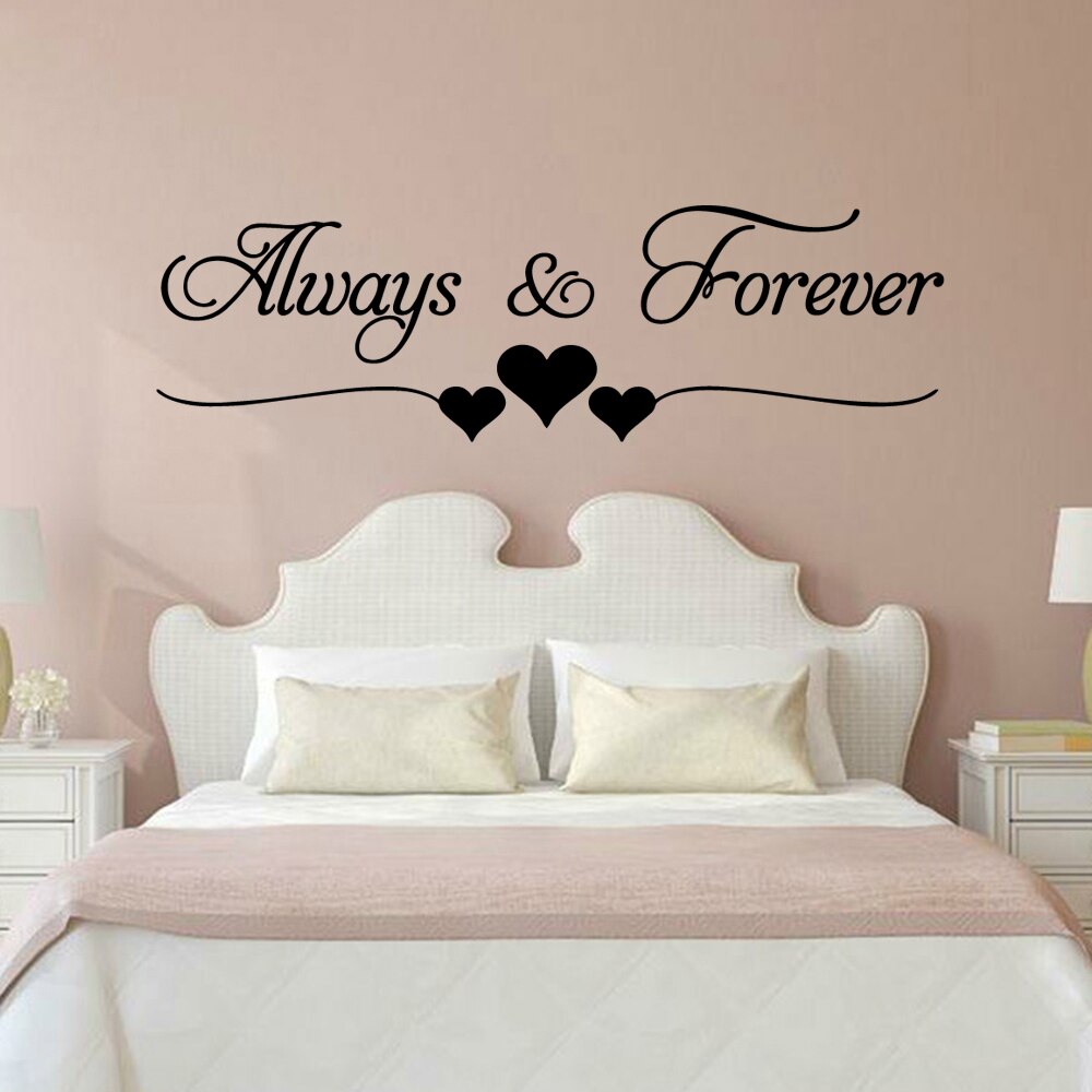 Romantic Love always forever INS Wall Stickers For Bedroom Living Room Decoration Wall Decals Decor wallsticker Mural LW118: 822 Black / 42X13CM