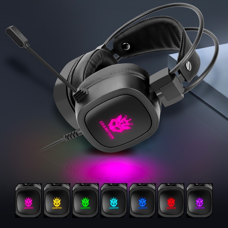 LED Pink Gaming Headphone 3.5mm Wired Earphones Colorful Game Headphones with Microphone Girl Headset for Phone Laptop PS4