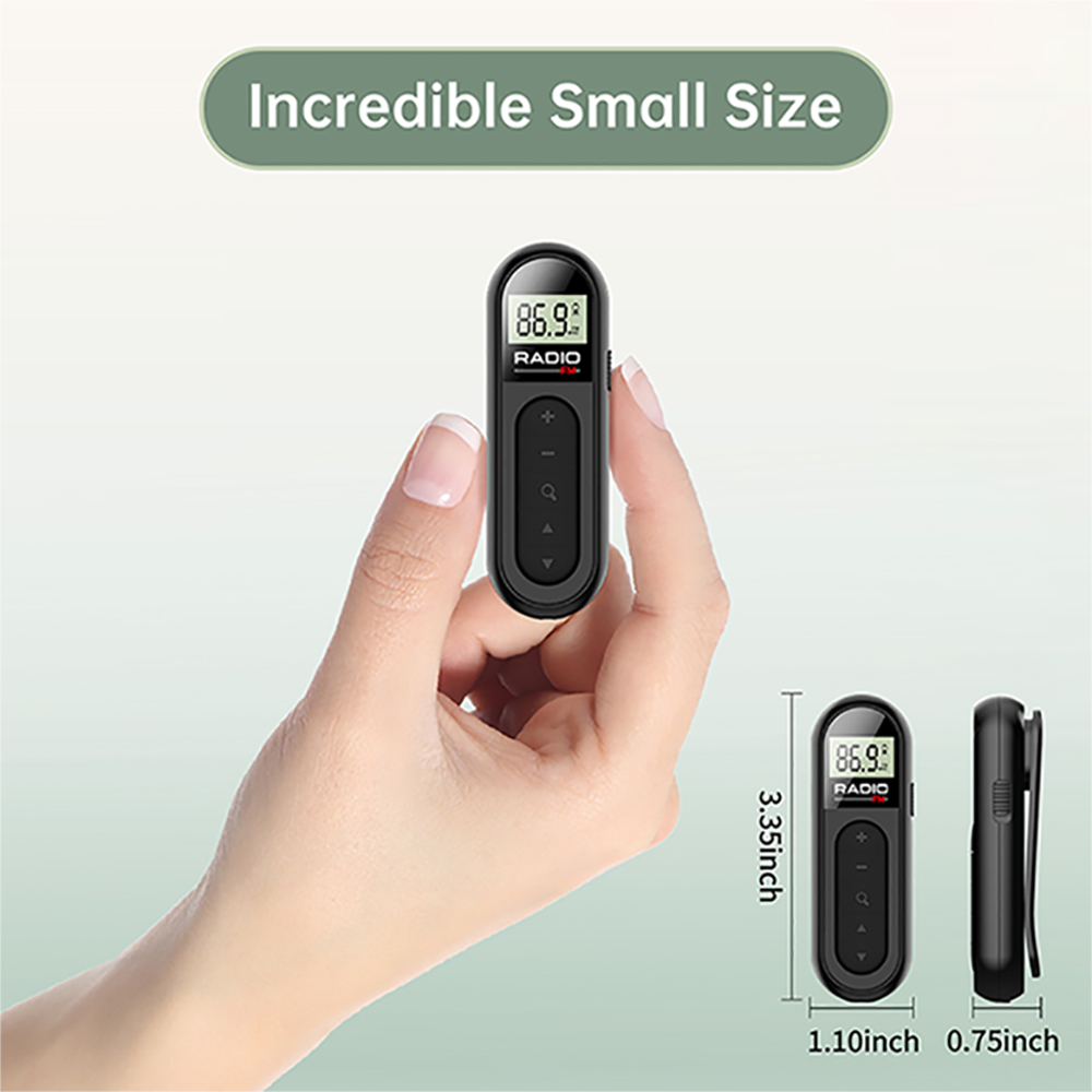 Mini Pocket FM-radio 76-108MHZ Clip Kleine radio met achtergrondverlichting LCD-scherm Walkman Radio 3,5 mm hoofdtelefoonaansluiting voor vergadersporten