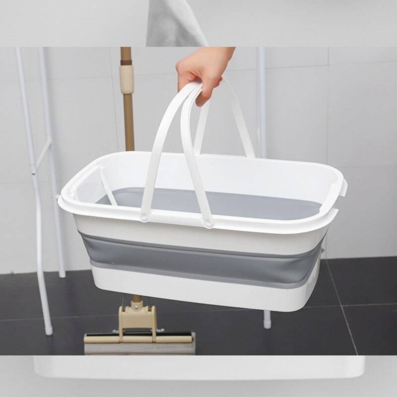 Cleaning Handle Bucket, Rectangular Storage Caddy, Wash Bucket Wash Bucket with Handle Folding Floor Mop Cleaning