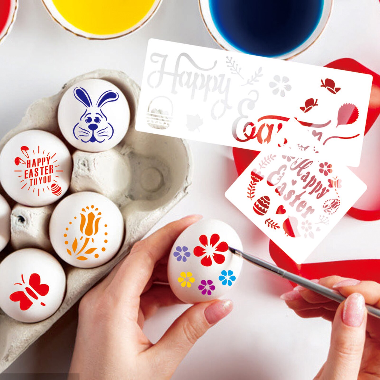 12Pcs Easter Drawing Painting Stencils Template Sets Washable PET Stencils for Painting Decoration Crafts for Kids