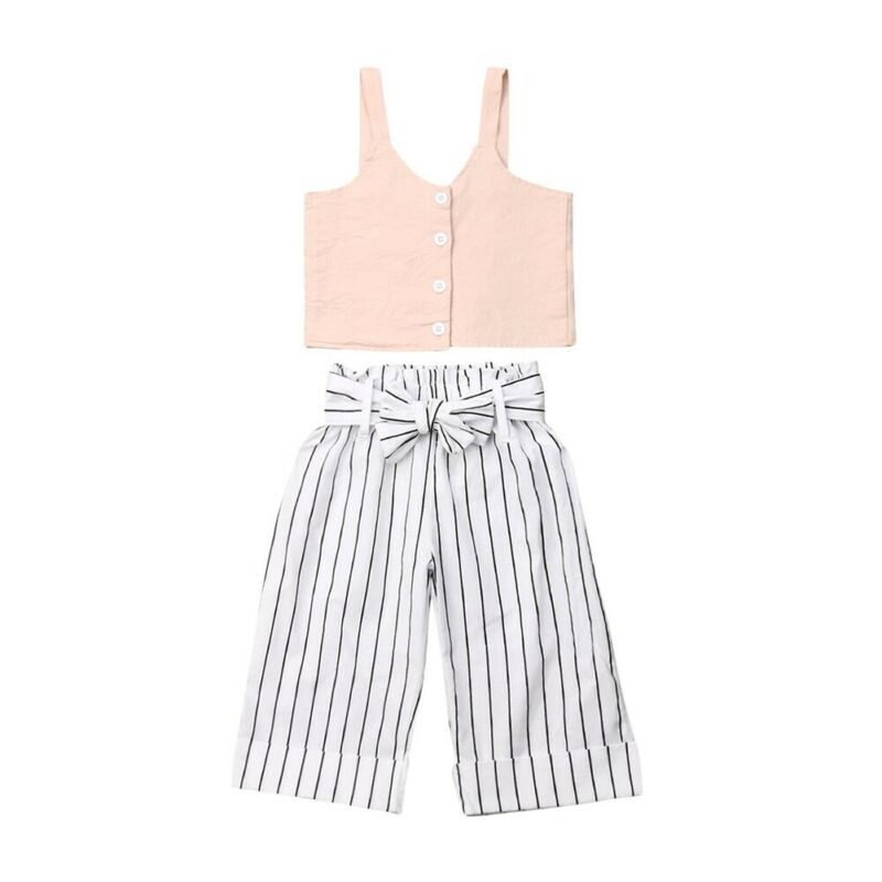 Baby zomerkleding peuter kind babymeisje crop top vest gestreepte wijde broek broek outfit kleding 1-6y