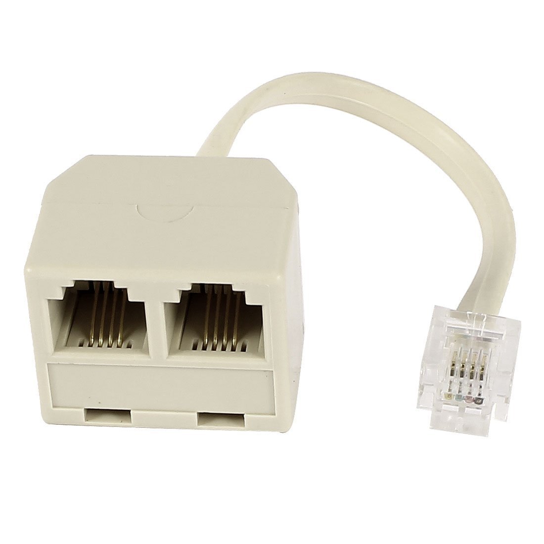 RJ 11 6P 4 C conector 2 x jack Puerto M / F del divisor del cable de adaptador de teléfono beige