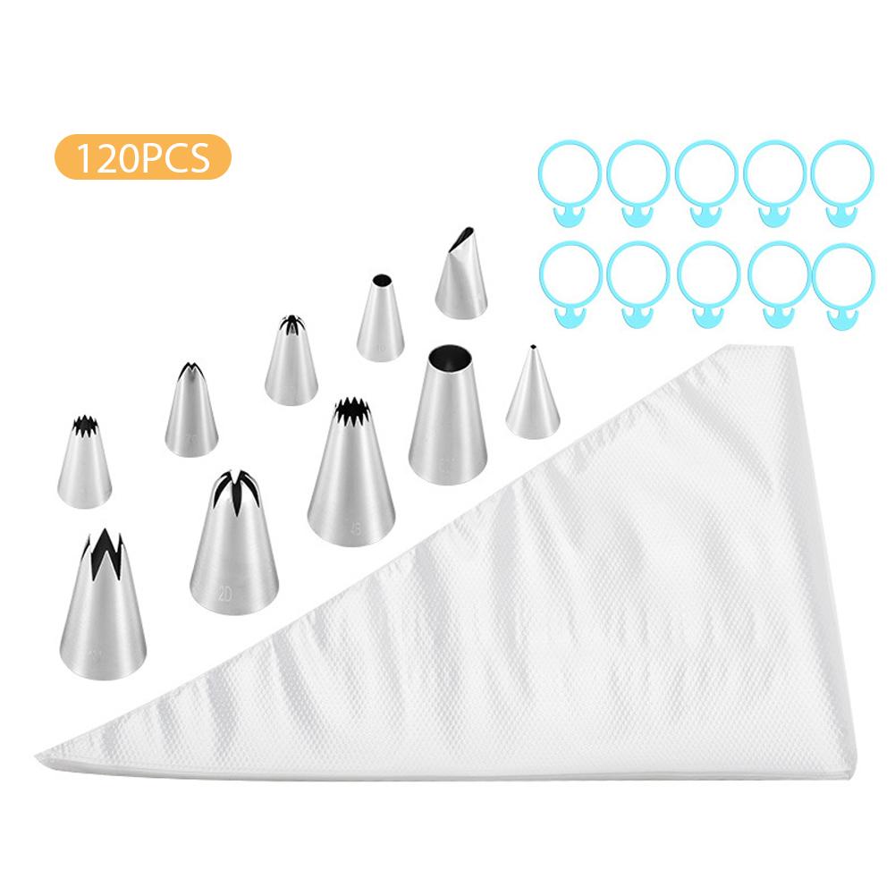 Kit de fournitures de décoration de gâteaux à faire soi-même, ensemble de pointes de glaçage avec sacs à pâtisserie, outils de cuisson pour la décoration de gâteaux Cupcakes, 120 pièces: Default Title