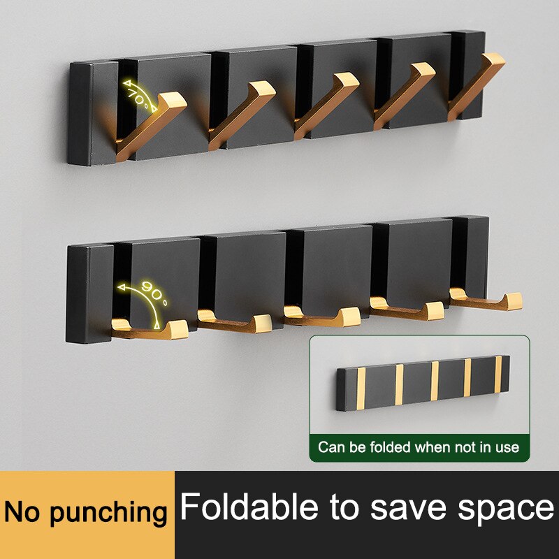 Porte-serviettes pliant Non marquant, sans poinçon, crochets muraux, porte-vêtements, pour salle de bains, cuisine, chambre à coucher, couloir