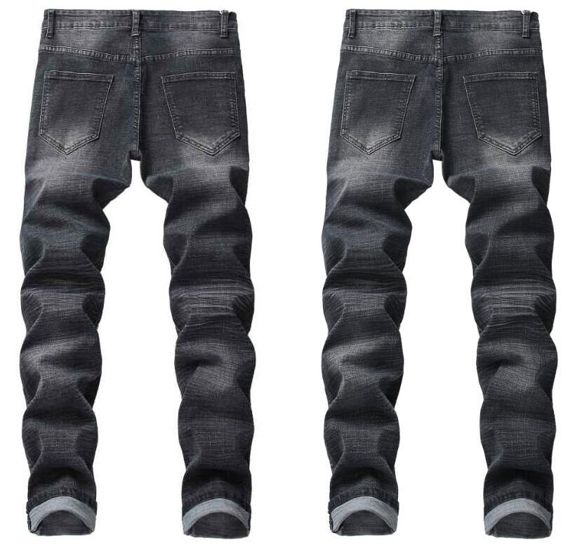 Multi-Romper túnel Hombre Vaqueros elásticos de corte Slim vaqueros hombres hueco pantalones vaqueros de mendigo Hombre Vaqueros de mezclilla Pantalones: 42