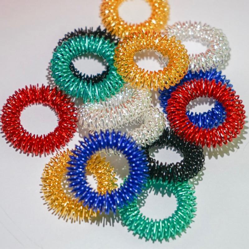 Finger Ring Toy Stress Relief Sensory Spring Fingers Rings Stress Anxiety Relief Finger Toys Spiky Finger Ring/Acupressure Ring