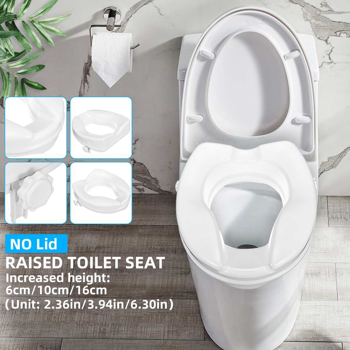 6cm/10cm/16cm Bathroom Raised Toilet Seat Height Elevated Safety Lift Without Cover Disabled Elder Pregnant Safety Toilet Seat