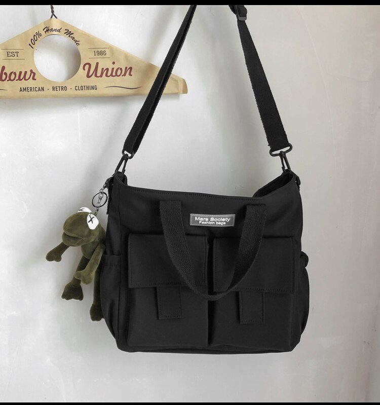 originale outillage sac sac de messager Couple de japonais en Nylon étudiant Simple sac à bandoulière sac à bandoulière décontracté: Black