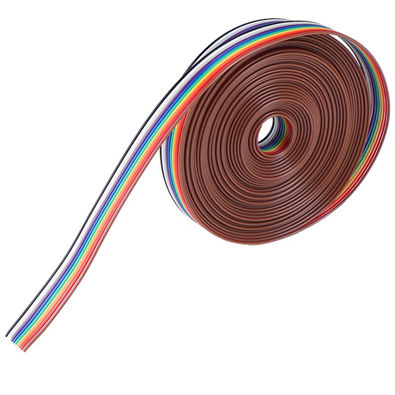 Huxuan 5Meter 10P Kabel Lint Kabel 10 Manier Platte Kabel Kleur Rainbow Ribbon Cable Draad 5M