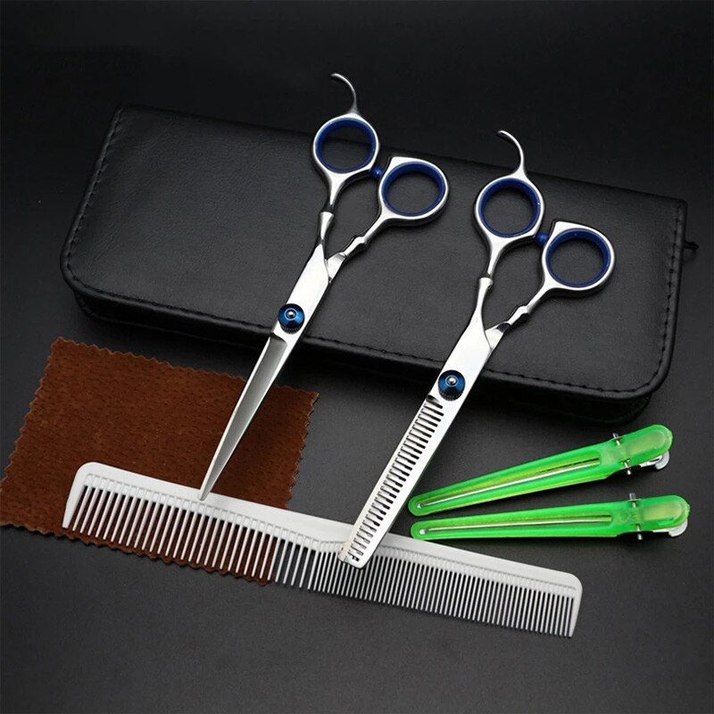 Brainbow 6.0in Professionele Kappers Hair Schaar Set Snijden & Dunner Kapper Scharen Kapsalon Met Kam + Haarspeld + Pu case