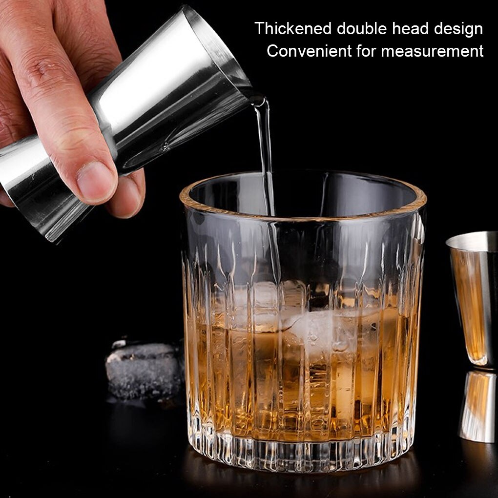 Vaso medidor de licor de cóctel de doble cara, vaso medidor de acero inoxidable, 0,5 oz/1oz, mezclador de bebida de barman, medida de barra de tiro Jigger, 15/30ML