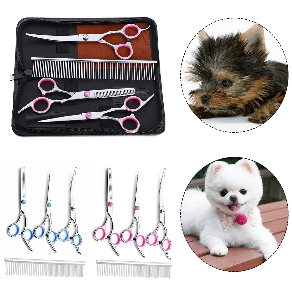 Pet Grooming Scissors Dog Cat Curved Thinning Shear Hair Cutting