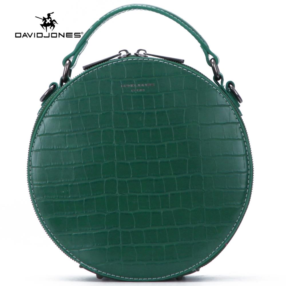 DAVID JONES vrouwen crossbody bag pu leer vrouwelijke schoudertas kleine lente animal Print lady ronde tas handtas: Groen