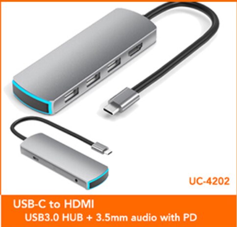 Usb Type C Hub Multi Hub Usb 3.0 Naar Hdmi Adapter Dock Met Pd Sd Tf Card Voor Macbook Pro huawei Mate 30 Oppervlak Pro Dock Splitte: 6 in 1 with PD gray