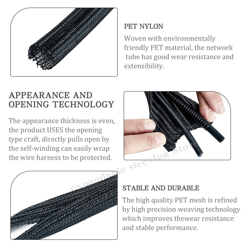 Shuoteng – tube en filet tressé de 10 m, type d'ouverture