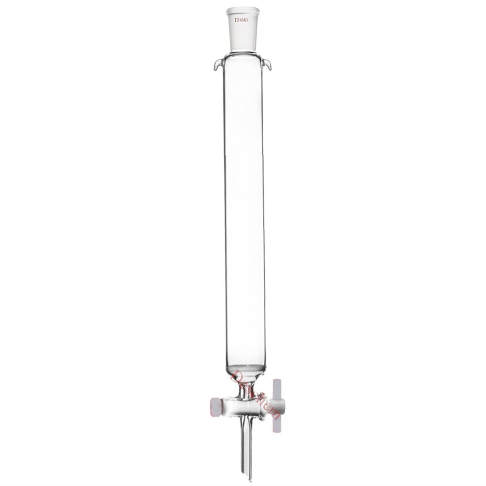 500 ml, 24/40, colonne de chromatographie en verre, OD = 50mm, actif L = 300mm, robinet en téflon PTFE