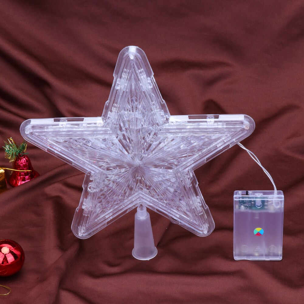 LED Christmas Tree Topper Glowing Treetop Star Lights Home Decor Party Supplies (Warm White 30LEDs)