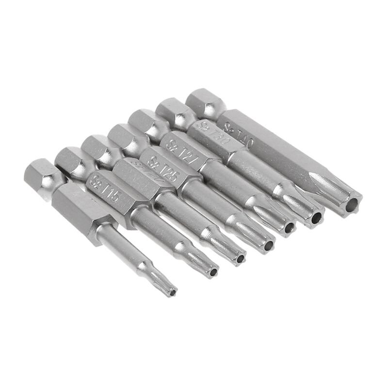 7 stk stjernebor skruetrækker magnetisk 1/4 &quot; håndværktøj med sekskantet skaft femtakket stjerneboring  t10-t40