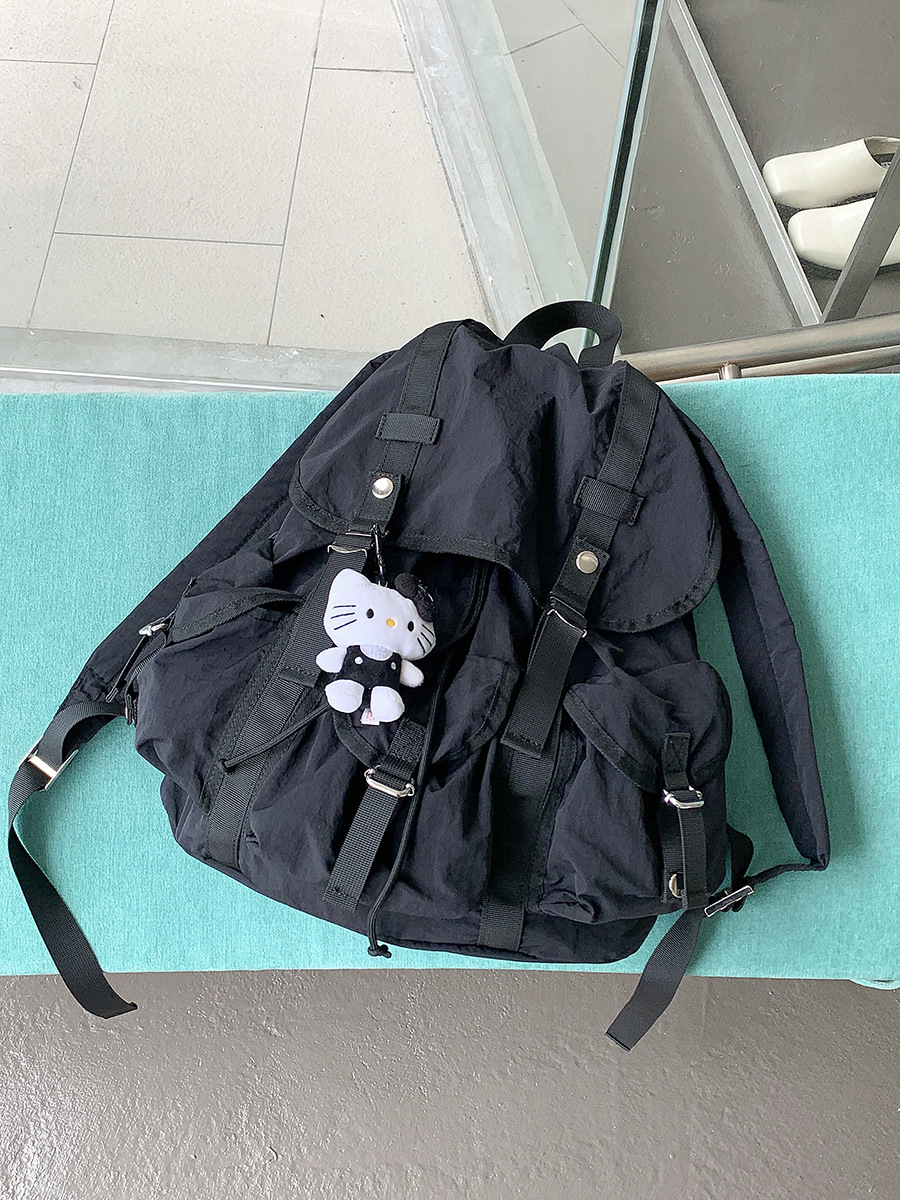 Plecak o pojemności, wysokiej klasy w dotyku, lekka podróż, niszowy design, letni koreański styl, plecak podróżny dla studentów college'u: Black