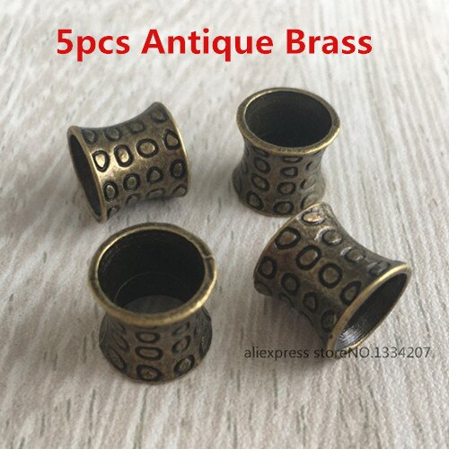 5 uds-10 Uds. De plata antigua/latón antiguo Trenza para el pelo dread dreadlock cuentas cuff aprox. 8mm agujero: 5pcs Antique Brass