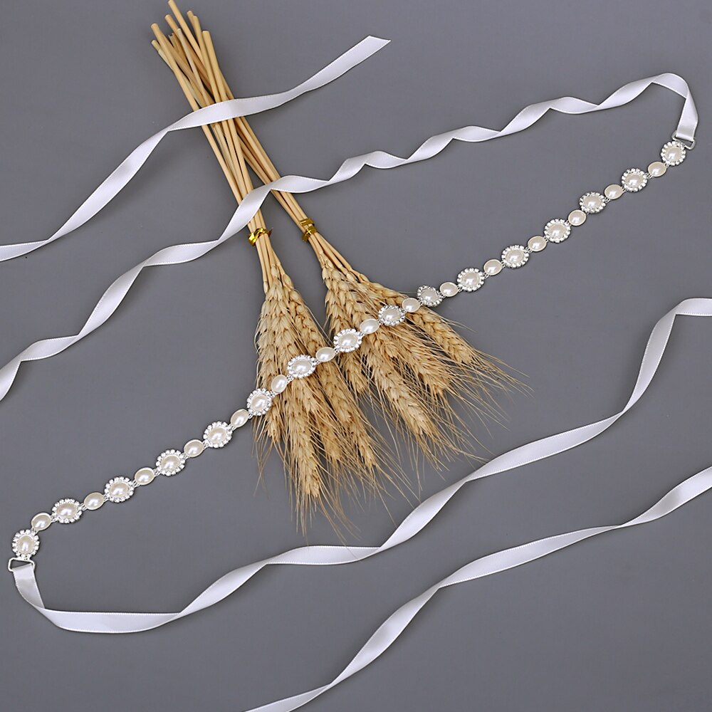 TRiXY S300 Ivory Belt for Formal Dress Satin Sash Belt Sequin Sash Belts for Dresses Sparkly Belts for Women Beaded Belt