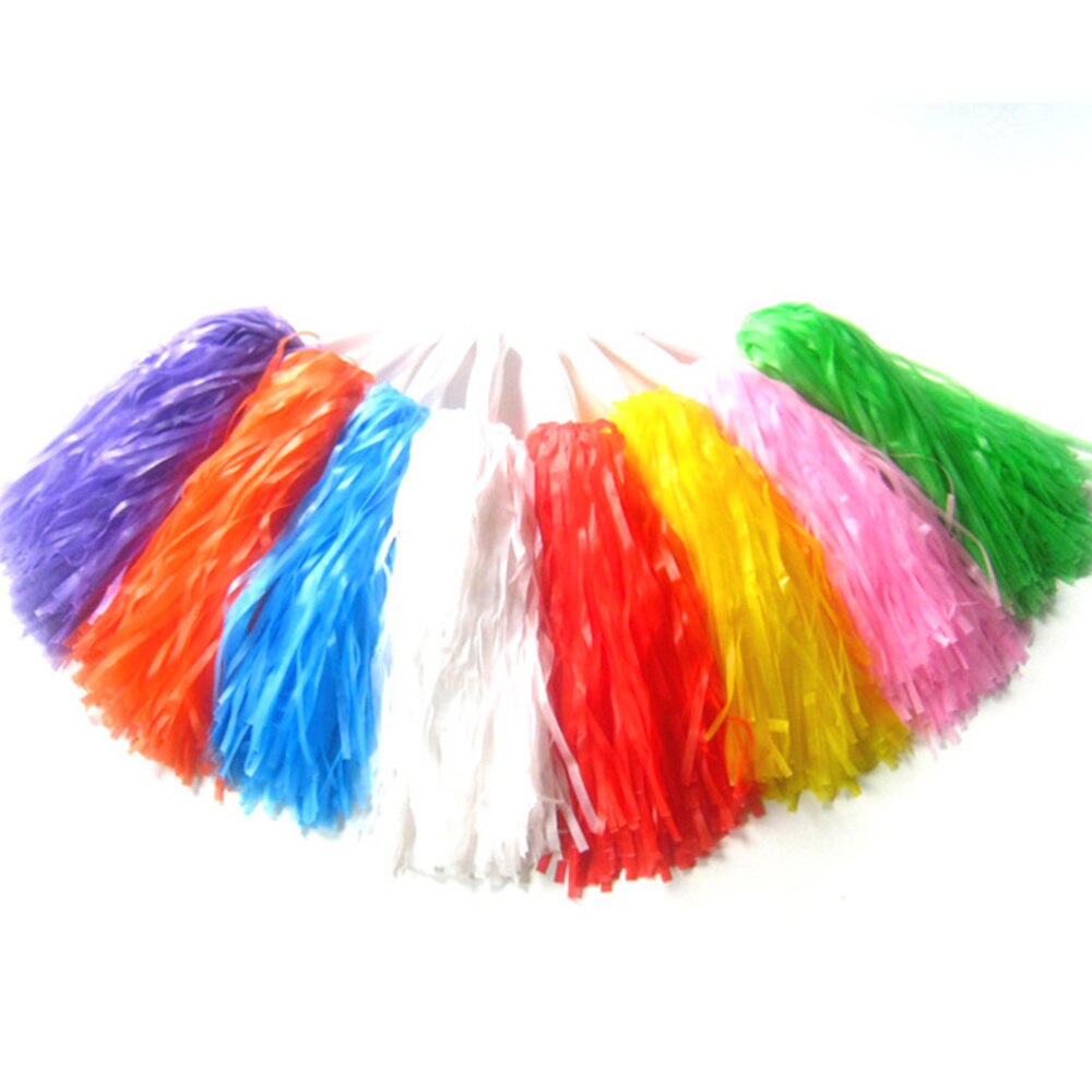 12 pçs cheerleaders suprimentos torcendo poms garland brilhante torcendo bolas com alça (azul + amarelo + roxo laranja + re