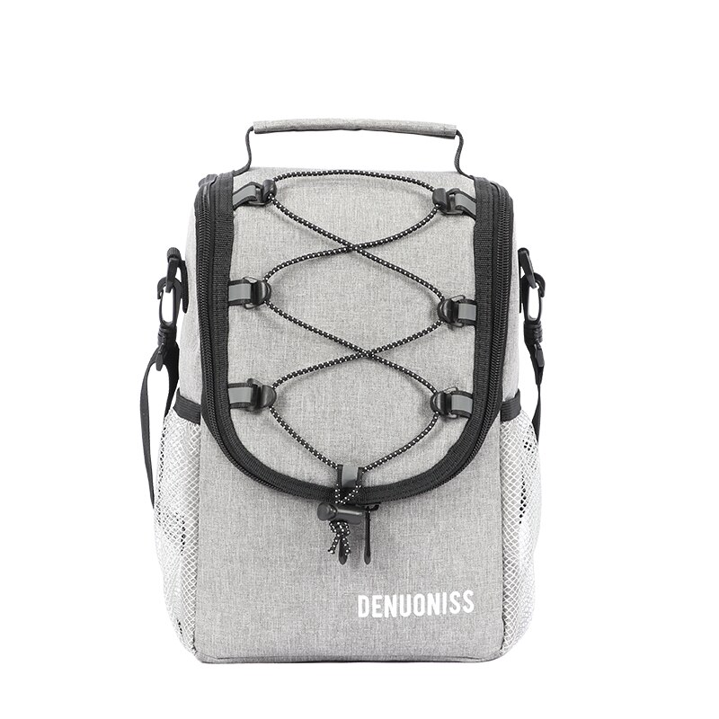 Denuoniss lunchtas, waterdichte picknicktas, aluminiumfolie voering, geïsoleerde tas, thermische dinercontainer, schoolvoedselbewaarzakken: Grijs