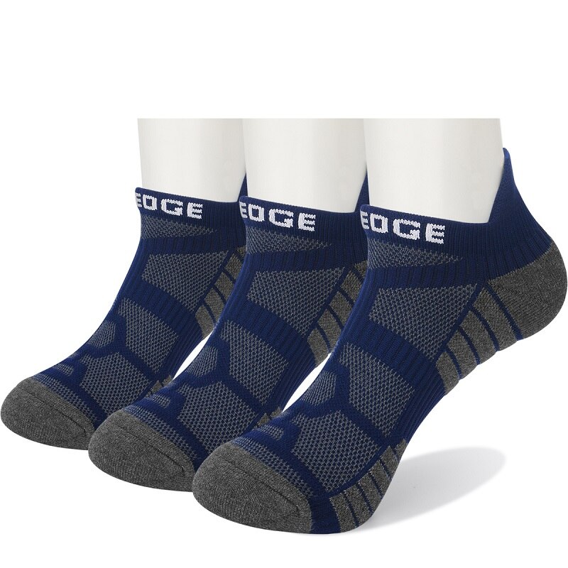 YUEDGE 3 Paare Baumwolle Kissen Auf Zeigen Lauf Socken Wicking Radfahren Knöchel Sport Socken: braun / L(männer 6.5-9.5 US)