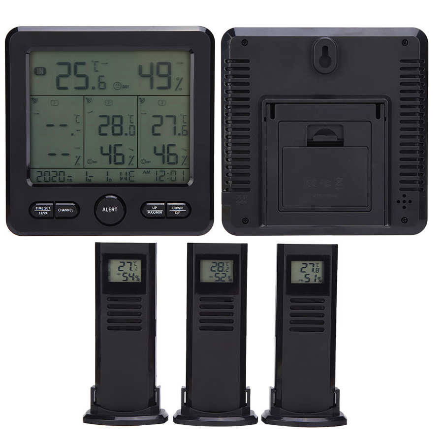 Draadloze Indoor Outdoor Thermometer Voor Weerstation TS-6210 Digitale Weer Thermometer Met Klok Kalender En Vochtigheid